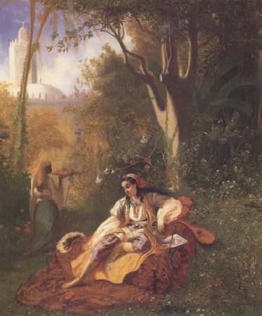 Theodore Frere Algerienne et sa servante dans un jardin huile sur toile (mk32) China oil painting art